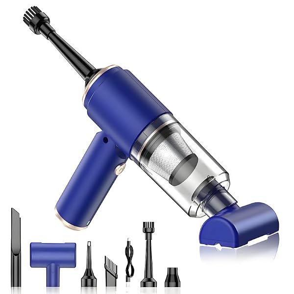 JOLEYA Portable Handheld 4 in 1 Multi-Functions Vacuum Cleaner,60W 6000PA Strong Suction Force with Blow,Suck,Pump,Inflate,Rechargeable and Cordless, Dual Filters .Dual Color(Blue and Gold) by JOLEYA - Used condition - US$15.66