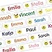 Naklejki imienne – do oznaczania przedmiotów – 120 sztuk – 35 x 10 mm – Emoji – białe – wodoodporne etykiety klejące – dzieci, szkoła i przedszkola – KITA na długopisy, piórniki, pudełko śniadaniowe
