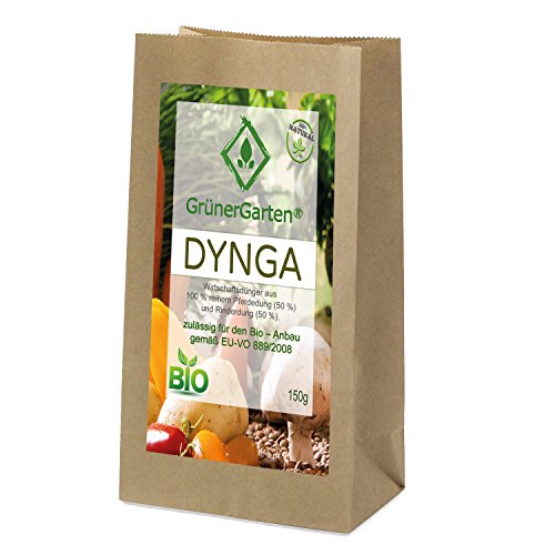 GrünerGarten® Naturdünger DYNGA - aus 100% Pferde- und Rinderdung. Ohne Zusätze, Universaldünger, für biologischen Anbau geeignet. In Umweltverpackung. Hochbeetdünger, Blumendünger, Gemüsedünger Cover