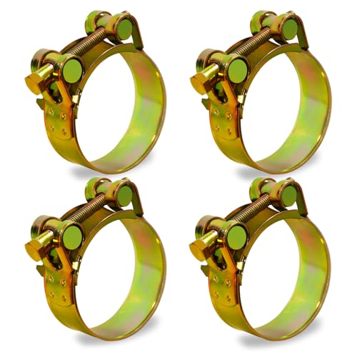 Ezitruz - Collar de escape (52 – 55 mm, T-Bolt, acero inoxidable en T para tubería de agua, tubería de gas, tubo de automóviles Moto de escape Tubos de ventilación (Gold)