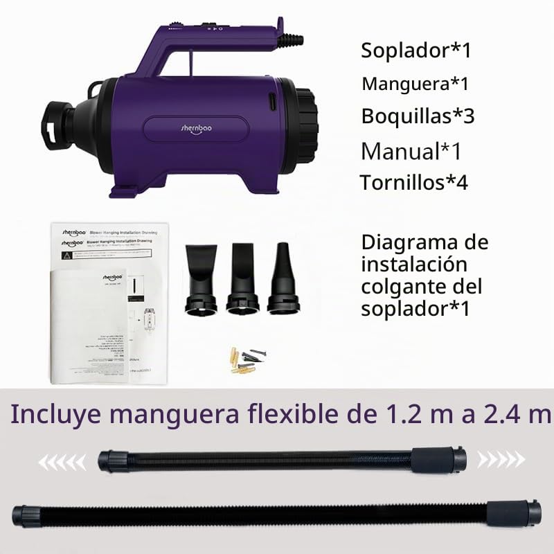 Shernbao Secadora Sopladora Profesional para Perros 2200 W - Imagen 6