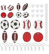 SUNNYCLUE 1 Boîte 32 Pièces Boule De Perles En Silicone Perles Focales Rondes En Silicone Baseball Football Basket-Ball Perles De Sport En Silicone Pour La Fabrication De Bijoux Fournitures De Bricola