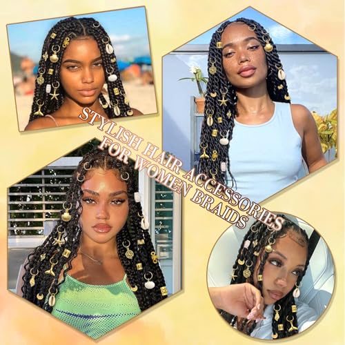 149 piezas accesorios para cabello en concha natural y metal dorado miniatura 7