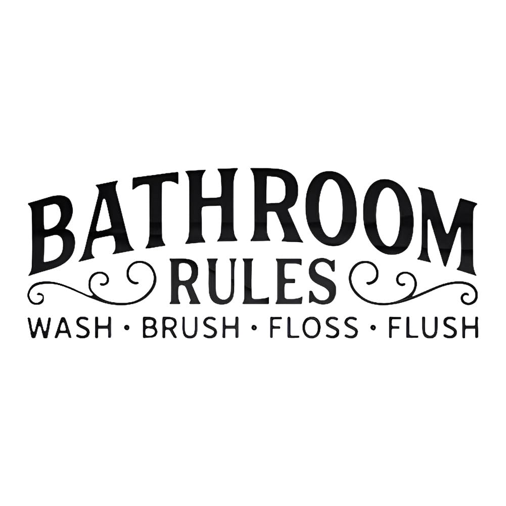 3D Acrylic Mirror Bathroom Wall Sticker, Bathroom Rules Wash Brush Floss Flush Mirror Wall Decals, Toilet Bathroom Washroom WC Decal Restroom Decor Art Wall Removable Lettering Mural DIY Art