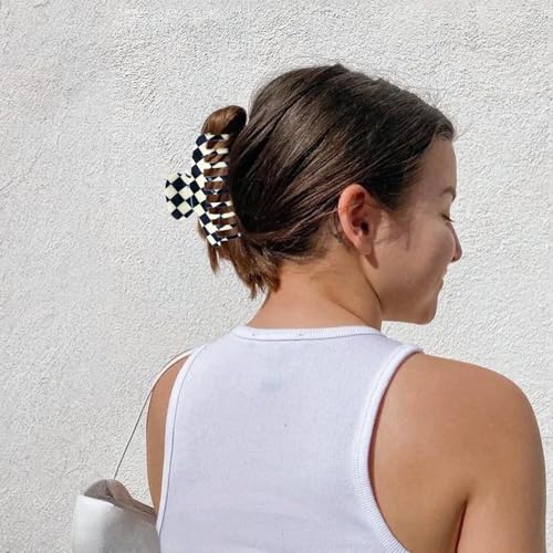 3 Piezas Pinzas de Pelo Cuadriculadas Vintage para Mujeres miniatura 5