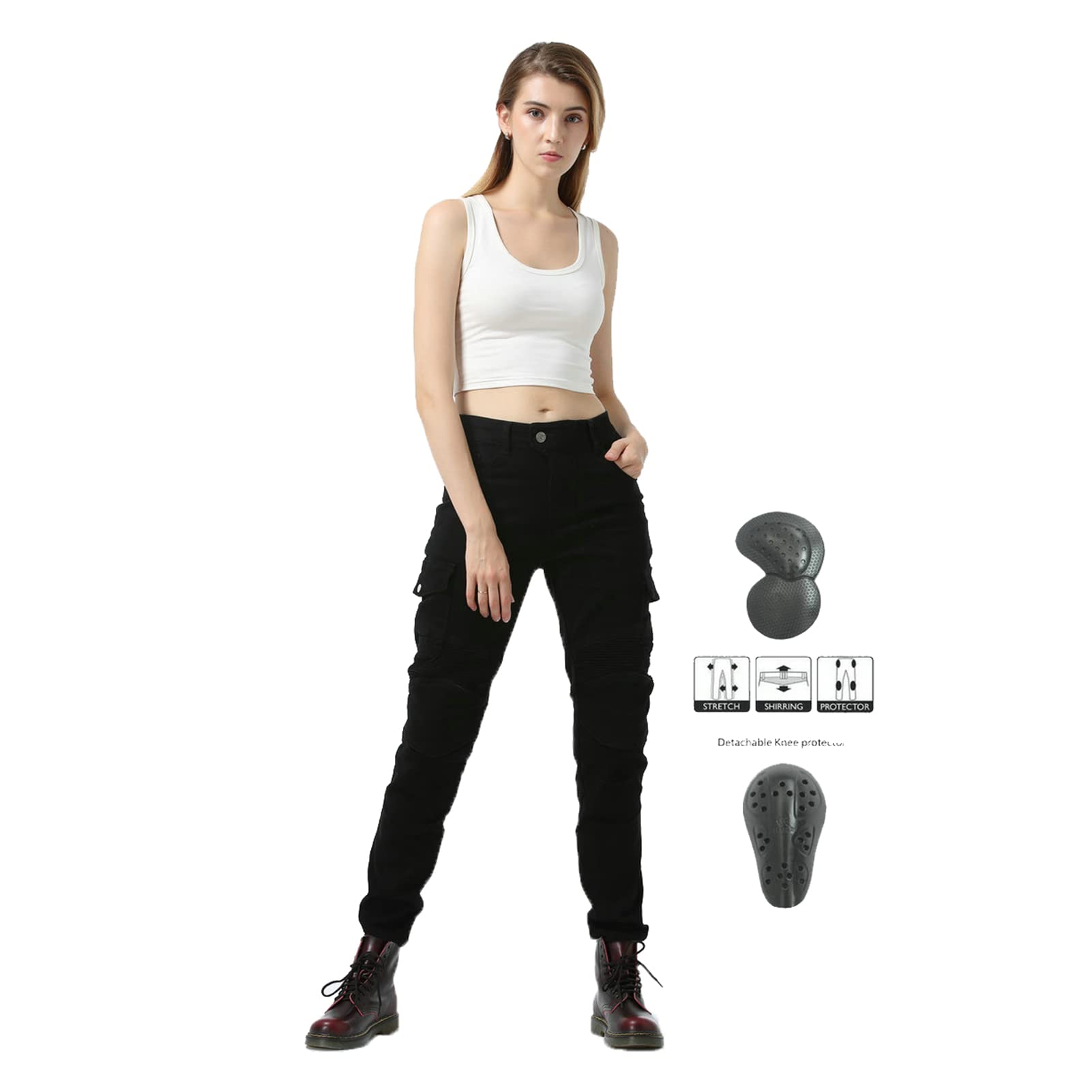 Damen Motorradhose, Motorrad Jeans Biker Trousers, Sportliche Motorrad Hose Fahrrad Riding Schutzhose, Mit Protektoren Motorradhose