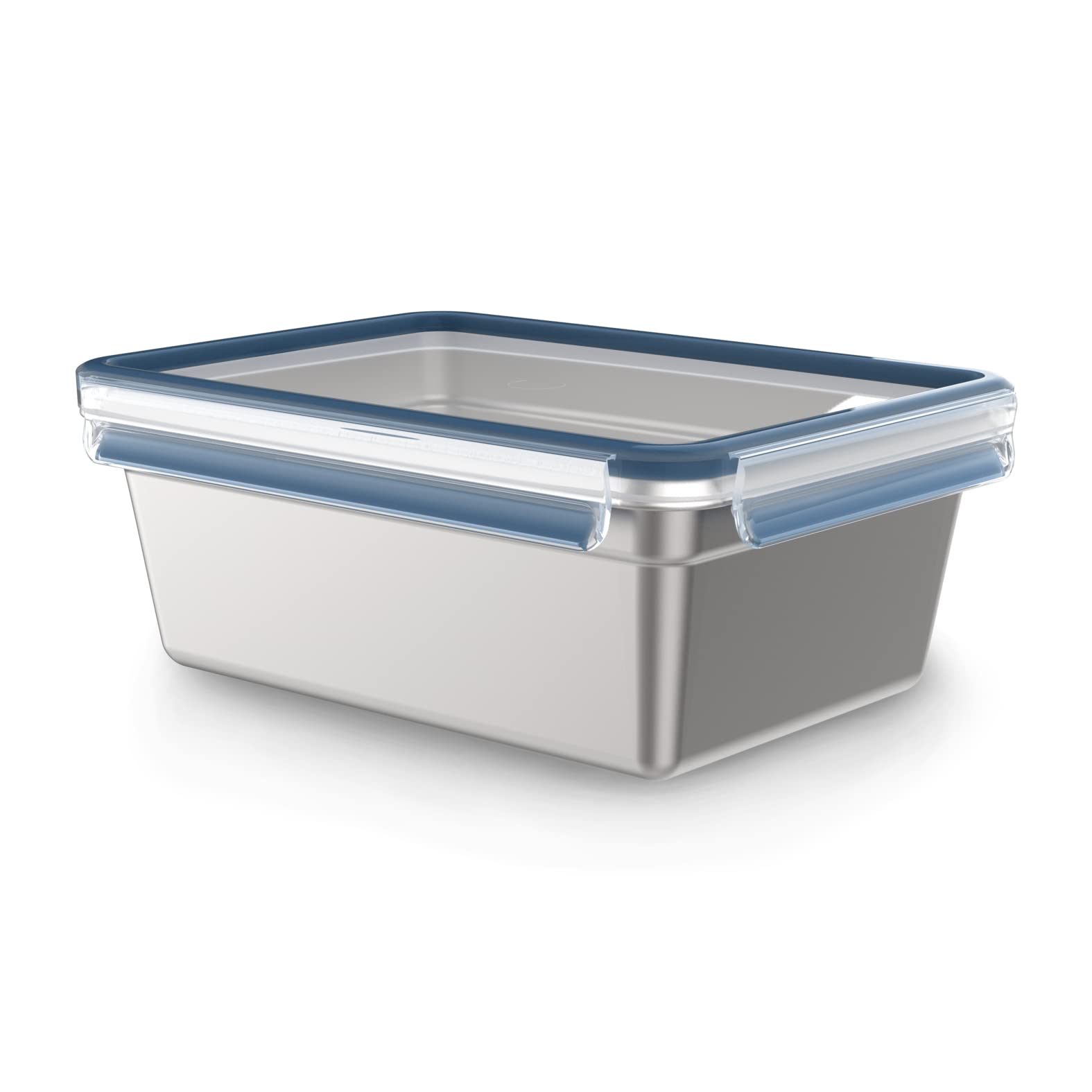 EMSA Clip&Close Inox - Caja de conservación (3 L, ligera e higiénica, acero inoxidable 304, impermeable, compatible con congelador, horno, lavavajillas, tapa de clip, tecnología alemana N1150700