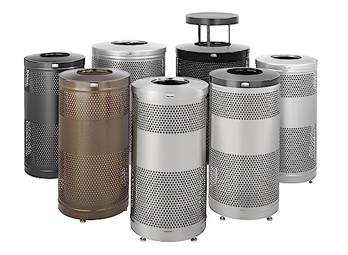Image of Rubbermaid Commercial Products Classic Trash Can, 51-Gallon, Stainless Steel Black, Hands-Free Indoor /Outdoor Garbage Bin for Mall /Stadium /Office /Lobby /Restaurant