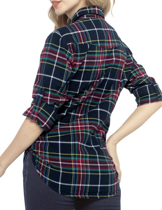 Image of Match Women's Long Sleeve Plaid Flannel Shirt #2021