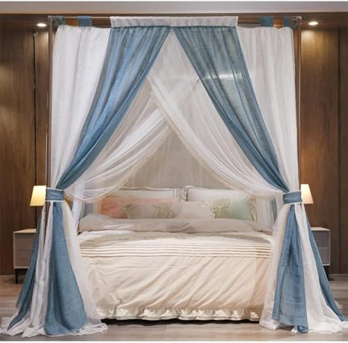 Moustiquaire lit double lin luxe grand format 200x220 support bois - 2