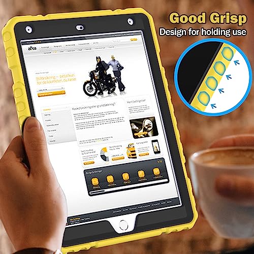 Image of ZoneFoker Case for iPad 9th /8th /7th Generation 2021 /2020 /2019(10.2 inch), Heavy Duty Military Grade Shockproof Rugged Protective 10.2 inch Cover with Built-in Stand for iPad 9 8 7 Gen (Yellow+Black)
