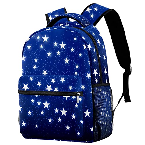 Sac à dos scolaire bleu et étoiles avec porte-gourde pour transporter les affaires de cours