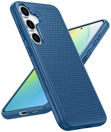 Image of FNTCASE for Samsung Galaxy S24 Case: Dual Layer Heavy Duty Cell Phone Protective Cover Shockproof Rugged with Non-Slip Textured - Military Drop Protection Bumper Tough - 2024, 6.2inch Blue