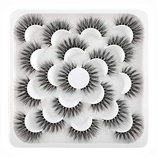 Wiwoseo Eyelashes 20MM Fake Eyelashes Long Dramatic Light Volume Faux Mink Eye Lashes 10 Pairs Pack