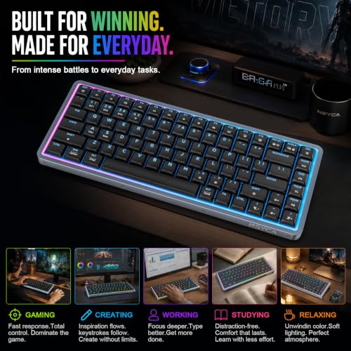 Air75 Low Profile Wireless Mechanical Keyboard, 75% Aluminum Frame, Hot Swappable, PBT Keycaps, RGB Backlit, Bluetooth/2.4GHz/USB-C, Gaming Keyboard with Web Driver for Mac Windows (Black) - Image 7