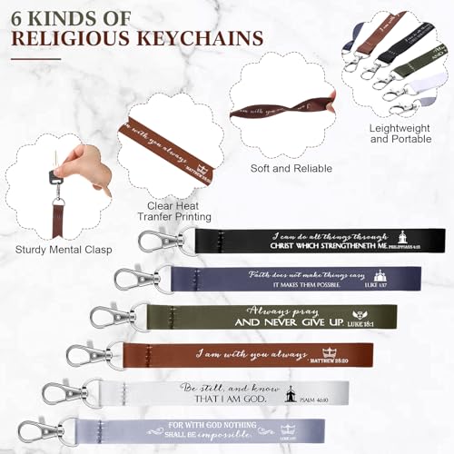 12 Pcs Christian Gift Bulk Religious Makeup Bag Bible Verse Lanyard Keychain for Grandparents Pastor Clergy Church(Neutral Colors,Aesthetic)3