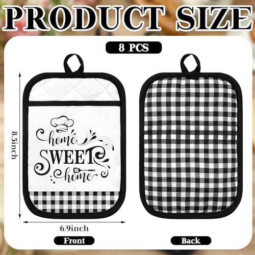Bencailor ZY-BENCAILOR-0000 8 Pcs Pot Holders With Pocket Sunflower Kitchen Potholder Funny Buffalo Plaid Hot Pad Oven Mitts Cute Cookie Bag Farmhouse Oven Gloves thumb #2