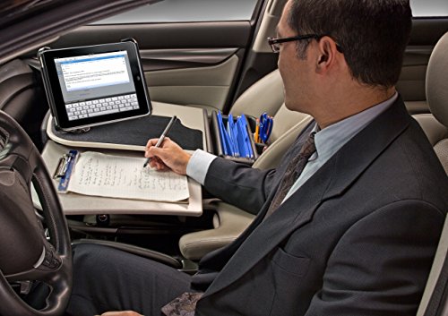Image of AutoExec GripMaster Car Desk for Your Vehicle Workstation and Mobile Office, Grey with 400 watt Power Inverter and Tablet Mount | Vehicle Workstation and Mobile Office, 400 Watt Power Inverter, Tablet Mount