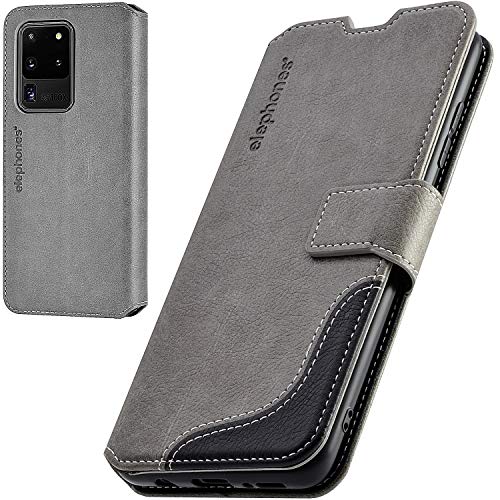 elephones - Funda para Samsung Galaxy S20 Ultra, con certificación TÜV, protección RFID de piel sintética, funda protectora compatible con Samsung Galaxy S20 Ultra 5G, color gris