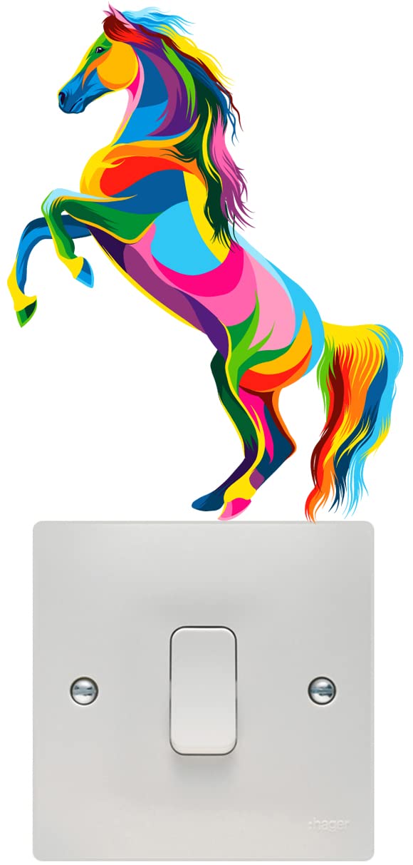 Hodge Creations Light Colourful Horse Switch Wall Art Vinyl Stickers