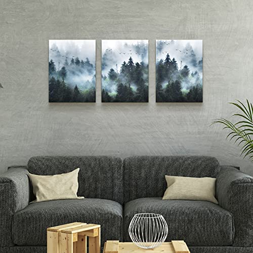 MHARTK66 Misty Forest Birds Canvas Wall Art for Living Room Sunlight Through the Trees Nature Modern Art Print Decorations Bedroom Office Farmhouse Kitchen Dining Room and Bathroom - Image 4