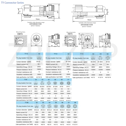 Conector eléctrico TY20 4 pines hembra sin soldadura miniatura 4