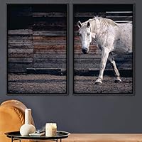2 Piece Framed Canvas Wall Art Horse Looking into Camera Canvas Prints Home Artwork Decoration for Living Room,Bedroom - 16