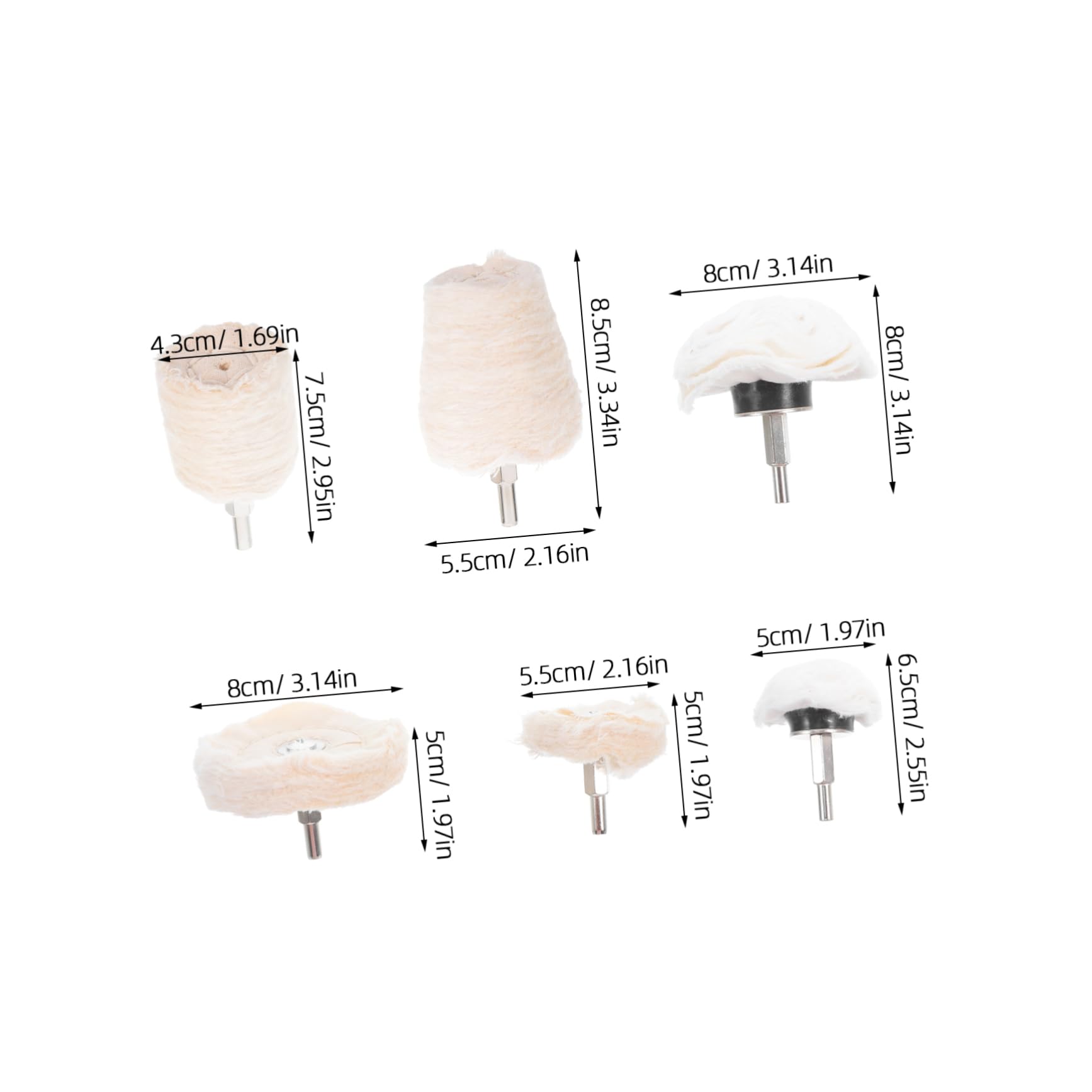 Cabilock Versatile 8-Piece Polishing Wheel Set 6mm Shank Metal Grinding Buffing Wheel Car Surface Polish