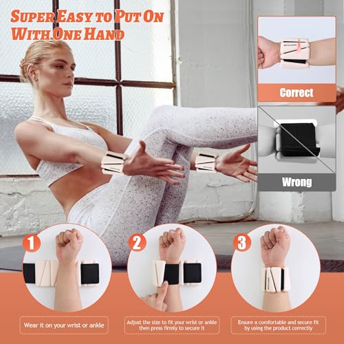 Image of BECOJADDE Ankle Weights for Women Wrist Weights Set of 2 (1 lb /2 lb Each) Adjustable Arm Leg Weight for Womens Men Suitable for Walking Swimming Running Pilates Yoga Gym