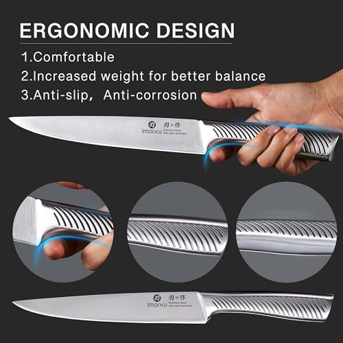 Image of imarku Knife Block Set, 14Pcs High Carbon Stainless Steel Knife Set with Block, Kitchen Knife Set Black, Dishwasher Safe, Build-in Sharpener, Gifts for Men