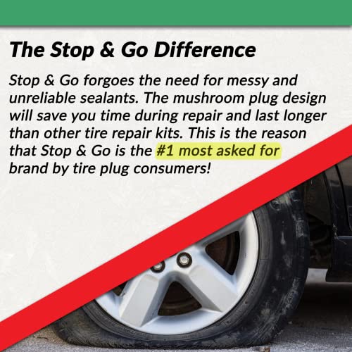 Stop & Go 1075 30 Piece Tubeless Tire Plugger Repair Kit For Punctures And Flats On Car, Motorcycle, Atv, Jeep, Truck, & Tractor (25 Mushroom Plugs) #TOP6