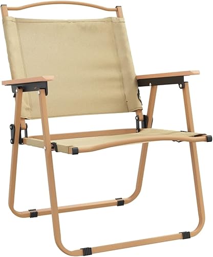 Miniatura 4 de Sillas de camping, 2 piezas, color beige, 21.3 x 21.7 x 30.7 pulgadas, tela Oxford, silla de patio al aire libre, sillas de césped para comedor,