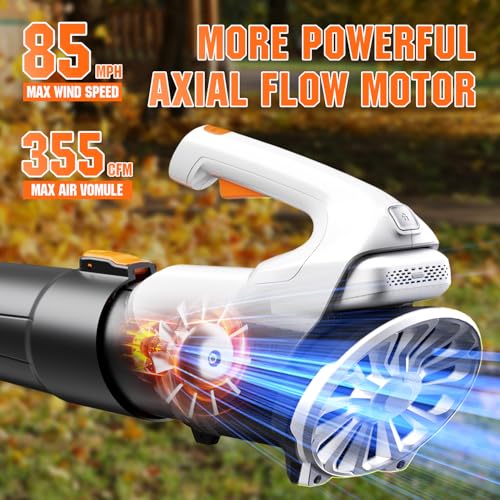 Litheli 20V Cordless Leaf Blower 85 MPH, 2 Speeds Axial Electric Leaf Blower Battery Powered for Blowing Leaves, Dust, Snow, 2.0 Ah Battery Included - Image 3