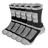 YUEDGE Mens Athletic Sports Socks Moisture Wicking Thick Cotton Work Boot Cushioned Crew Socks For M