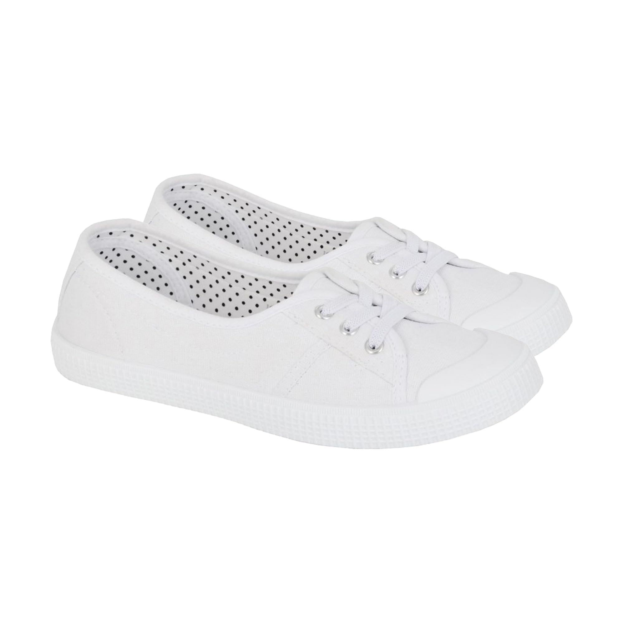 Dek Scarpe basse da donna/ragazza, in tela, con lacci elastici, colore: nero/bianco