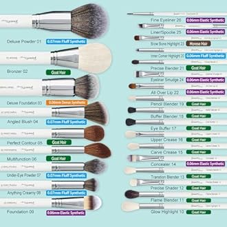 Professional Makeup Artist Brushes Set 26Pcs Real Natural Goat Hair Labeled White Makeup Brush Set with Foundation Powder blush concealer blending eyeshadow contour make up brushes set