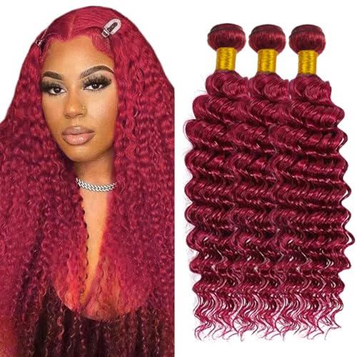 Vinmdonm 99J Human Hair Bundles Wine Red Deep Wave 3