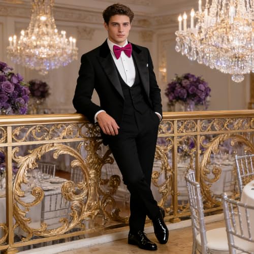 Image of Alizeal Velvet Pre-tied Adjustable Bow Tie for Men Oversize Formal Solid Tuxedo Bowtie