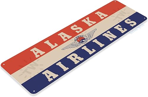 Miniatura 2 de Tinworld Letrero de estaño letrero de aviación retro Alaska Airlines Metal Tin Sign Decor Airport Sign D144