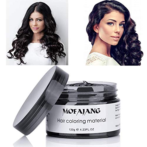 MOFAJANG Black Hair Color Dye Wax 4.23 oz, Instant Hair Wax, Disposable Natural Hairstyle Cream Mud, Hair Pomades, Hair Styling Clays for Men and Women Party Festival Cosplay Halloween