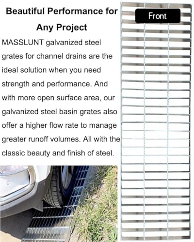 Image of Galvanized Steel Drain Grate, Driveway Channel Cover 40x12 in