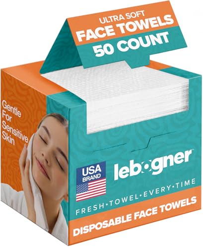 Face Towels - Ultra Soft and Thick Disposable Face Towelettes for Women - Biodegradable Facial Towels for Sensitive Skin - Face Cleansing, Makeup Removal, 10x12 Extra Large - 50 Pack