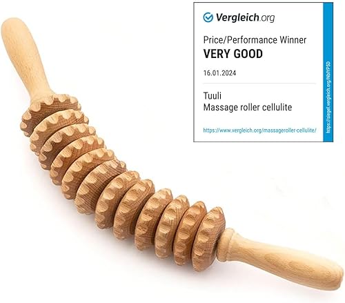 Miniatura 3 de Tuuli Wooden Massage Roller for Waist and Thigh, Multi-Functional Body Roller for Cellulite Reduction and Muscle Tension, Natural Massager for Women