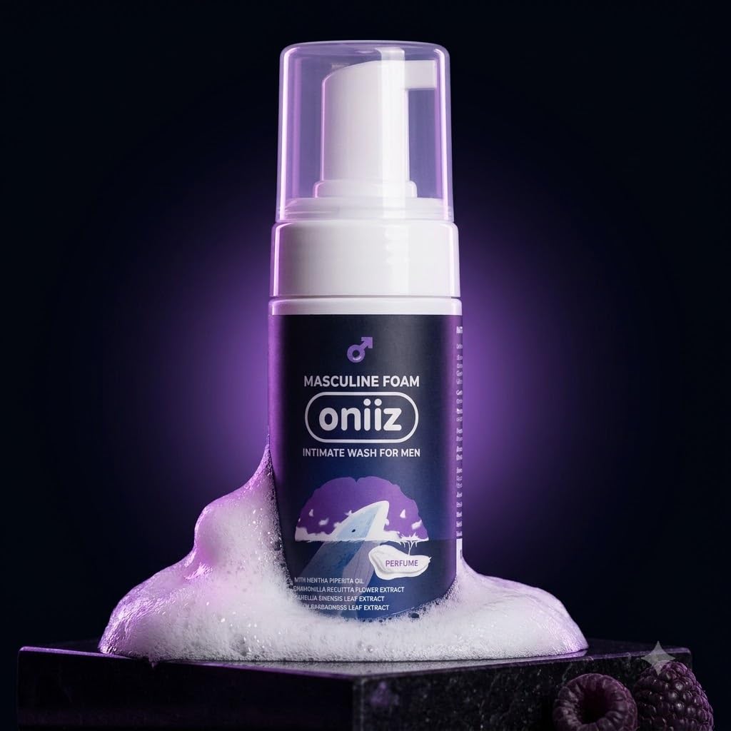 Sapone intimo da uomo, naturale con pH equilibrato, controllo degli odori e prurito, aromi di tè verde e menta, tonka e ambra, lampone e muschio bianco, pulizia intima delicata per uomini