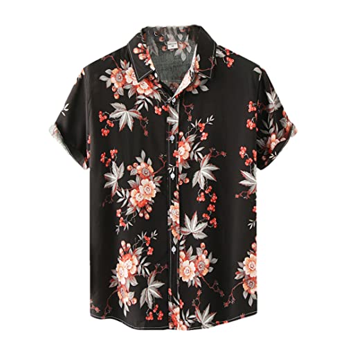 Chemise à manches courtes pour homme noire M avec boutons à revers Disimlarl