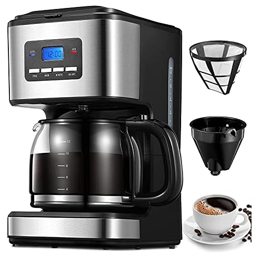 Máquina de café con filtro, cafetera programable de goteo de 1,8 litros con tecnología de preparación rápida, cafetera con pantalla LED con jarra de vidrio y filtro reutilizable