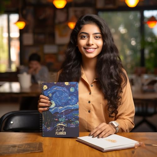 Image of Doodle Daily Planner | Undated | A5 | 172 Pages | 80 GSM | 3 Months Schedule, To-Do List, Daily Priorities, Appointments, Deadlines, Water Tracker, Goals - Night Whispers