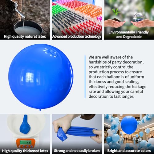 Image of Dark Blue Balloons 9pcs 36 Inch Extra Large Big Jumbo Giant Matte Navy Blue Latex Balloons for Graduation New Year Weddings Father's Day Baby Shower Birthday Party Decorations