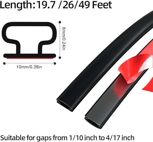 Miniatura 3 de Vannesse Burlete de sellado de puerta de 118 pulgadas, autoadhesivo, insonorizado, para juntas de marco de puerta, tira de aislamiento de puerta,