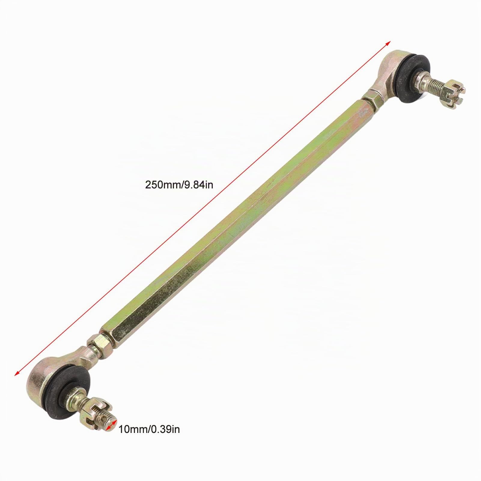 Rótula de Barra de Acoplamiento de Dirección, 2 Uds 250mm Rótula Varilla de Amarre 10mm Hilo Aleación de Acero para Quad Dirt Bike ATV Go Kart